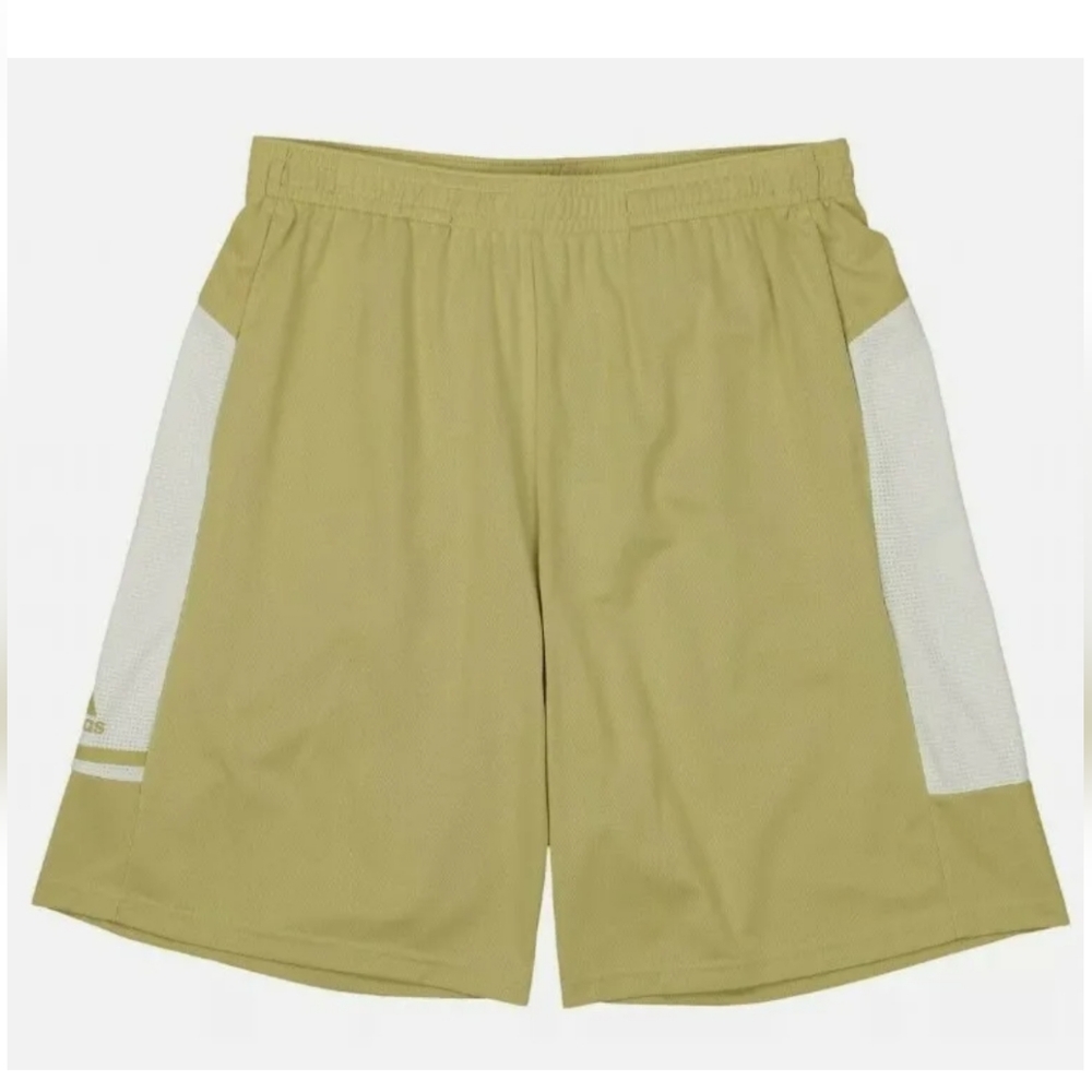 adidas Men's Olive Green Athletic Shorts with White Side Panels